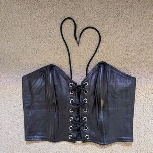 Black Lace-Up Corset Top